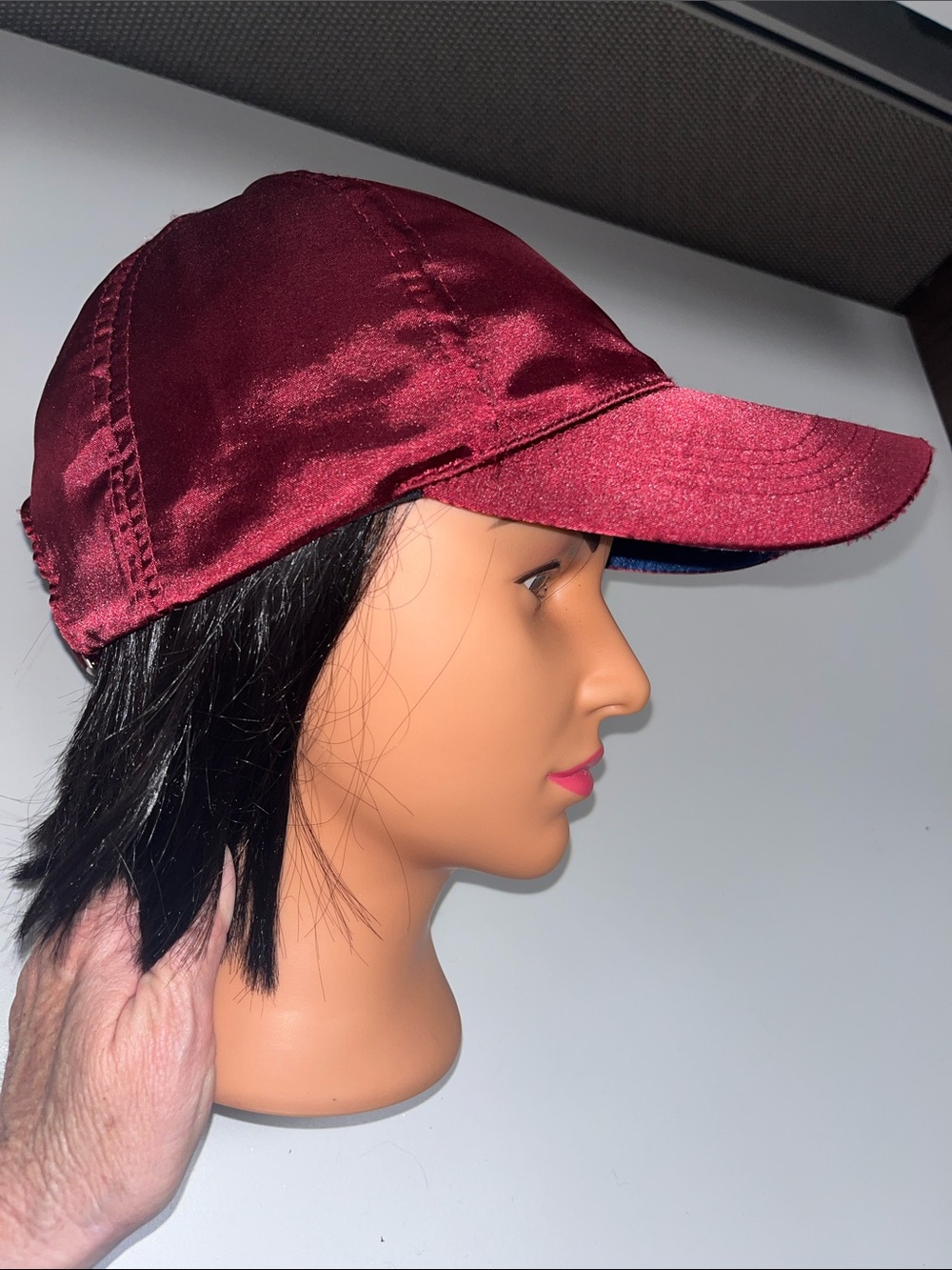 Women's Satin Burgundy Baseball Cap - Elegant Everyday Hat